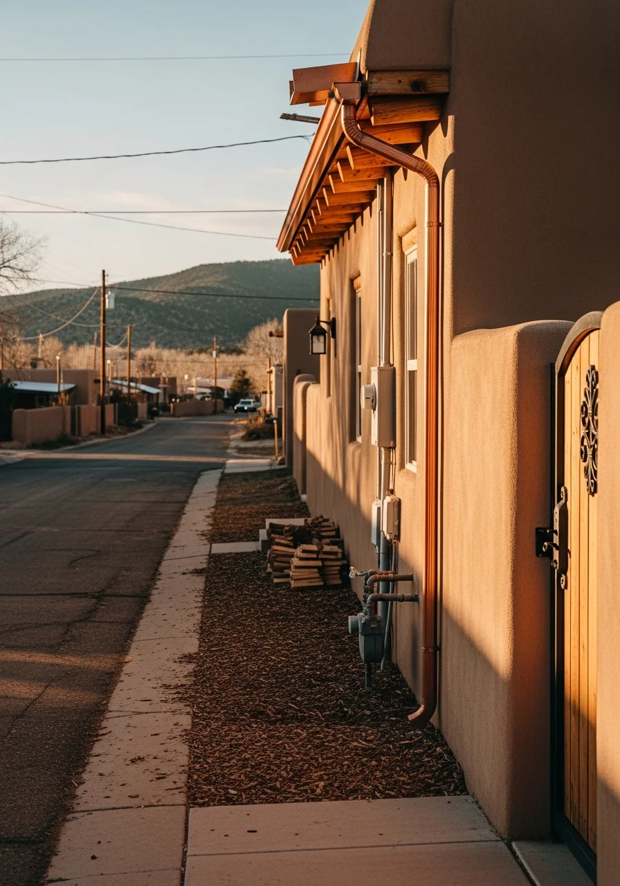 Rural residential homes in Penasco, NM nestled in the Taos County foothills